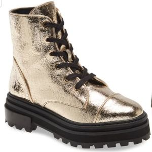 Schutz Maylova gold lug combat boots